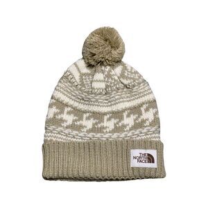 The North Face Unisex Fair Isle Beanie with Pom-Pom Gardenia White